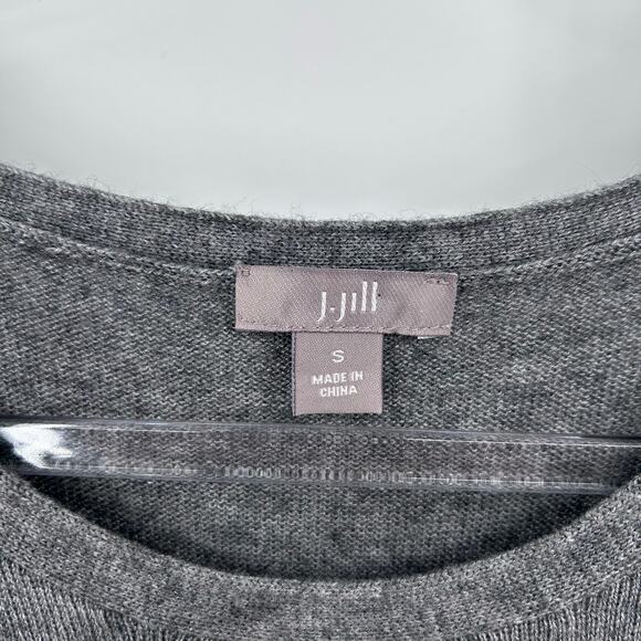 J Jill Grey Wool-Blend Ribbed Hem Sweater Dress Gray Knit Midi Womens Size S - Picture 6 of 12